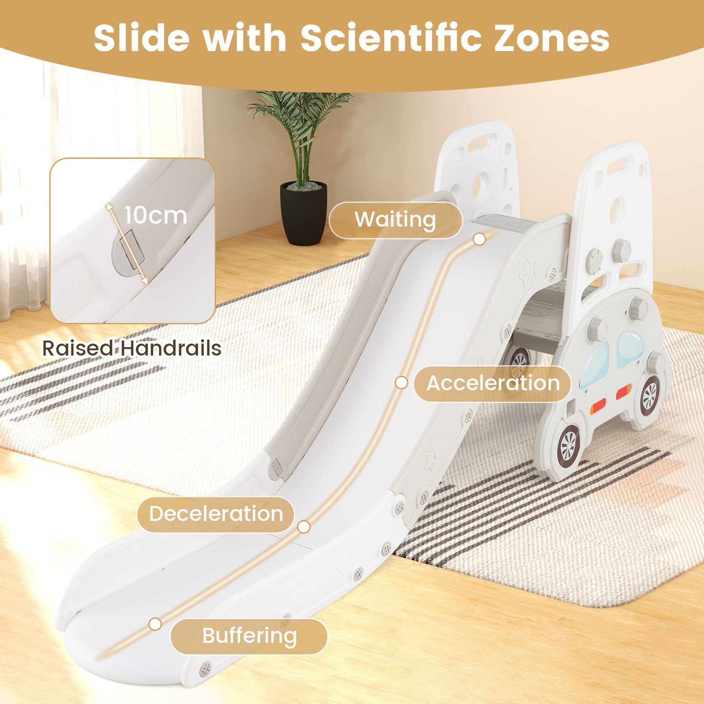 5 in 1 Convertible Toddler Slide Set for Boys and Girls 3+ Years Old-Grey