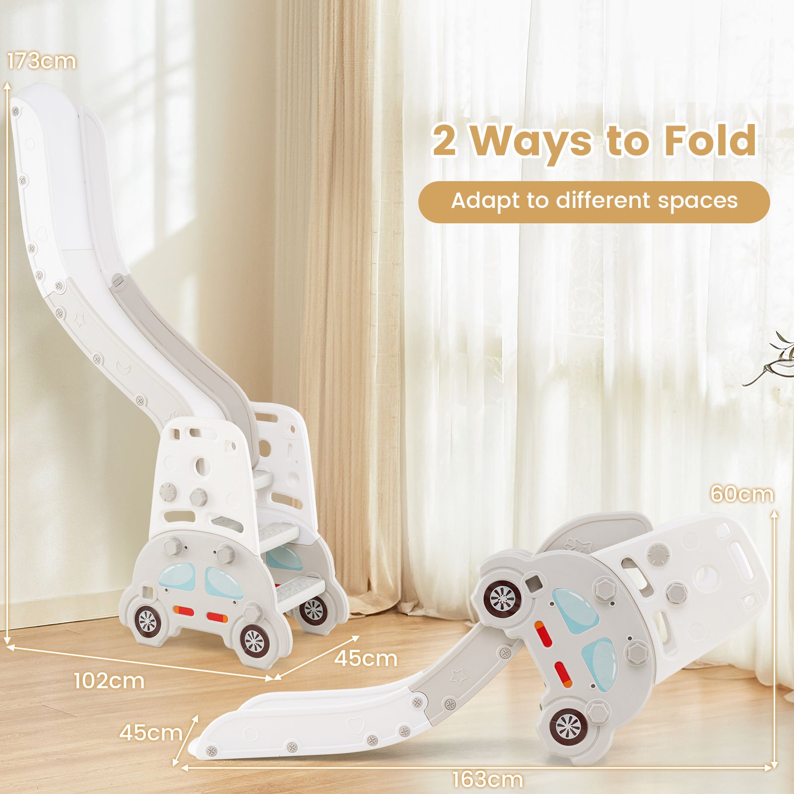 5 in 1 Convertible Toddler Slide Set for Boys and Girls 3+ Years Old-Grey