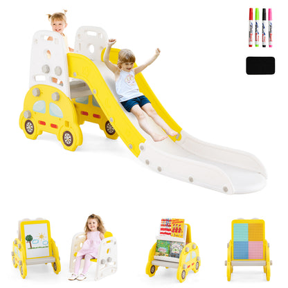 5 in 1 Convertible Toddler Slide Set for Boys and Girls 3+ Years Old-Yellow