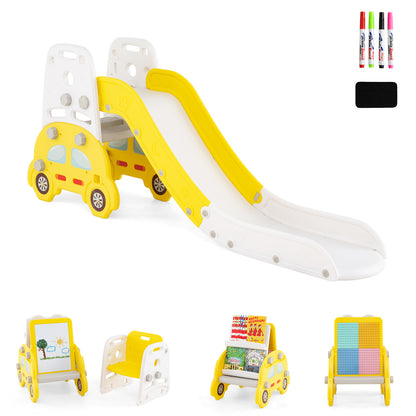 5 in 1 Convertible Toddler Slide Set for Boys and Girls 3+ Years Old-Yellow