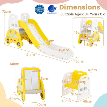 5 in 1 Convertible Toddler Slide Set for Boys and Girls 3+ Years Old-Yellow