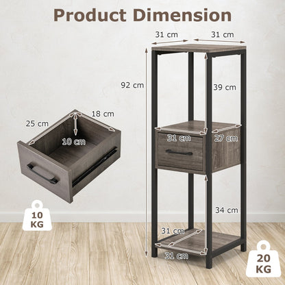 Costway 2 Pack 3 Tier Tall Metal Plant Stand with Drawer-Grey