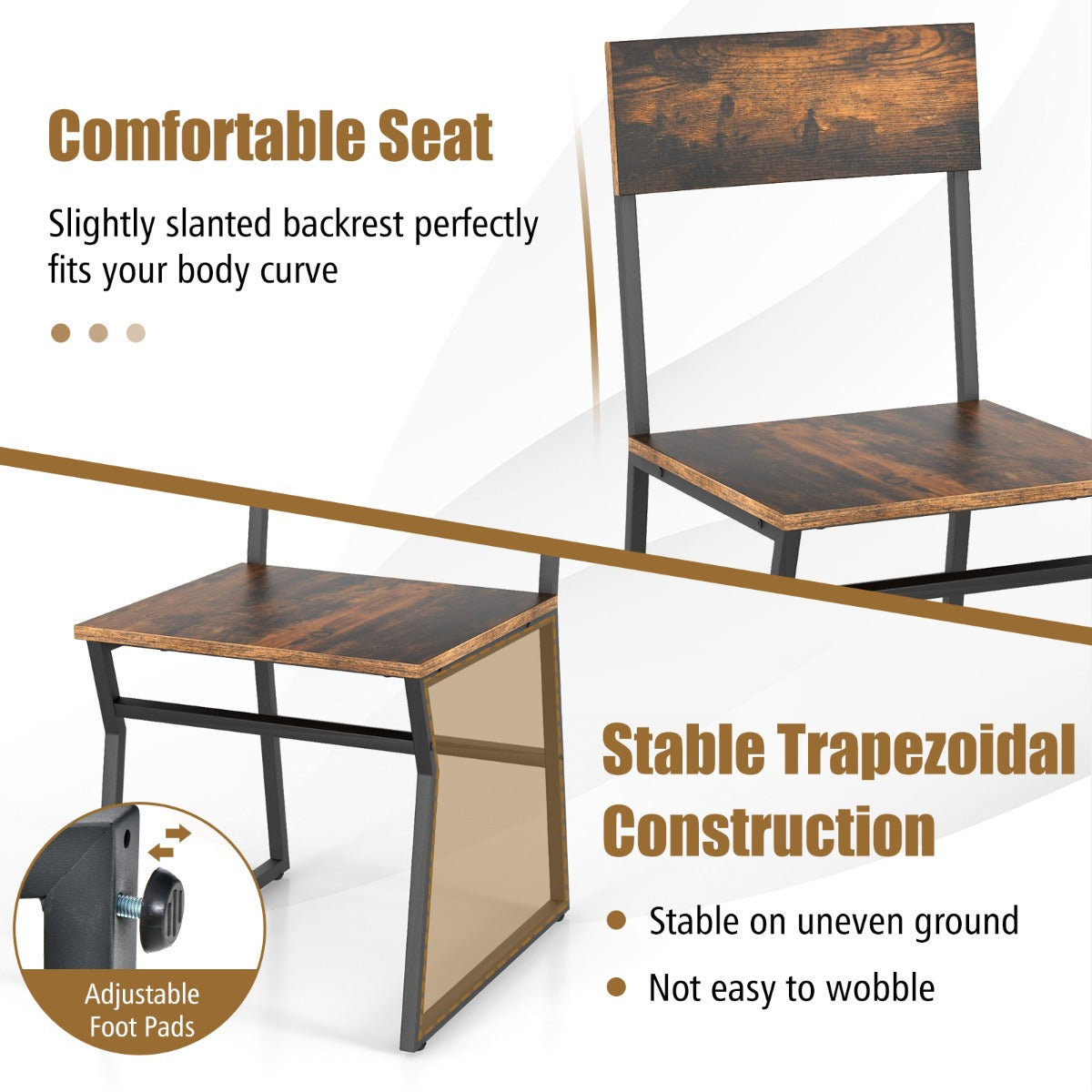 Costway 5 Piece Industrial Dining Table Set with Storage Rack for Kitchen-Brown
