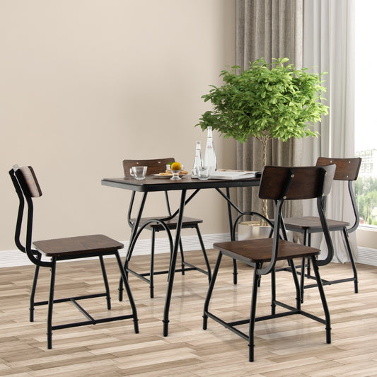 Costway 5 Piece Rectangular Dining Table Set with 4 Chairs with Metal Frame-Brown