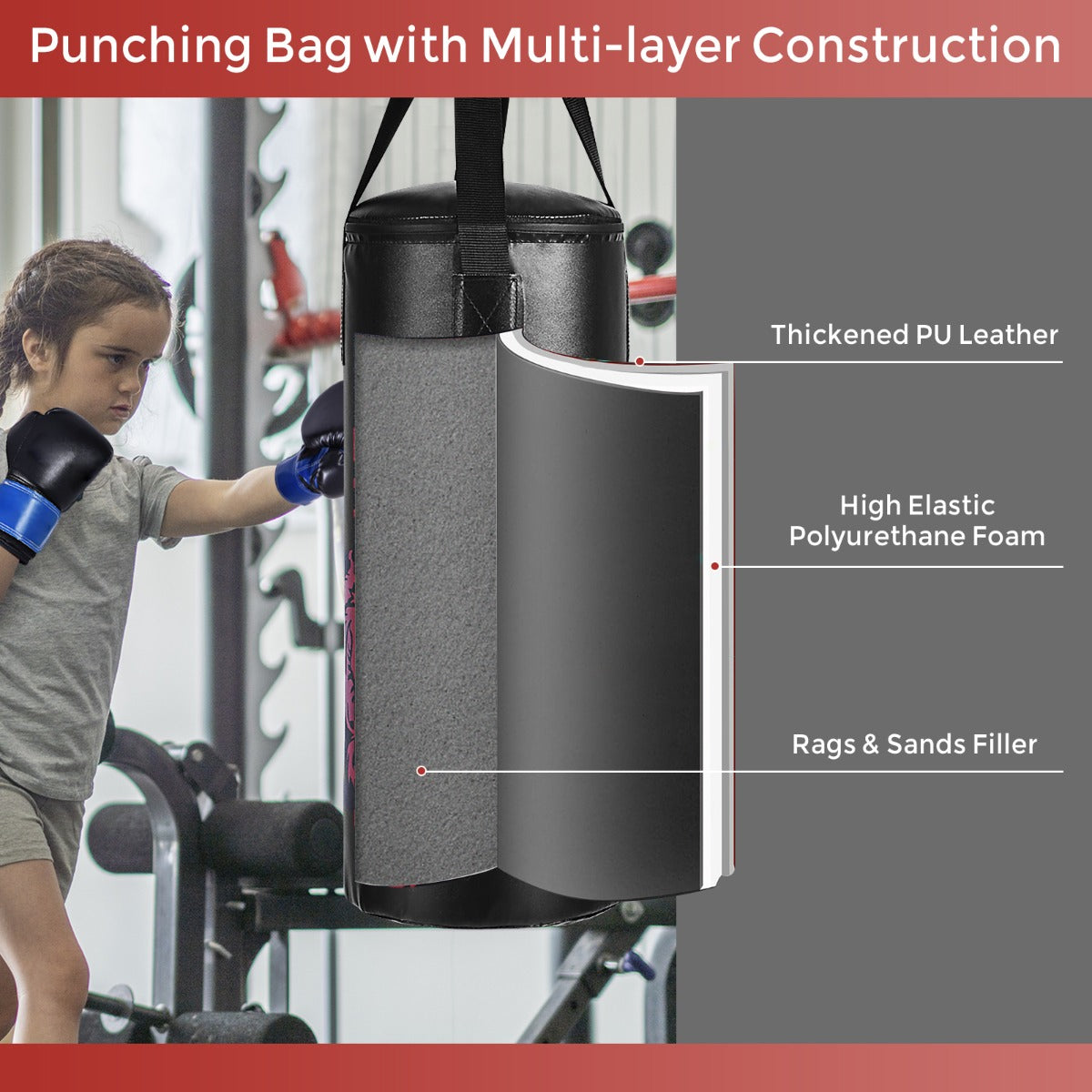 5 Pieces Kids Punching Bag Set with Boxing Gloves and Skipping Rope