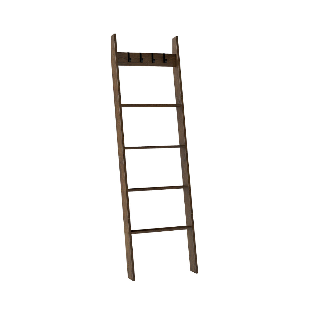 5-Tier Blanket Ladder 148cm Bamboo Decorative Ladder Shelf-Brown