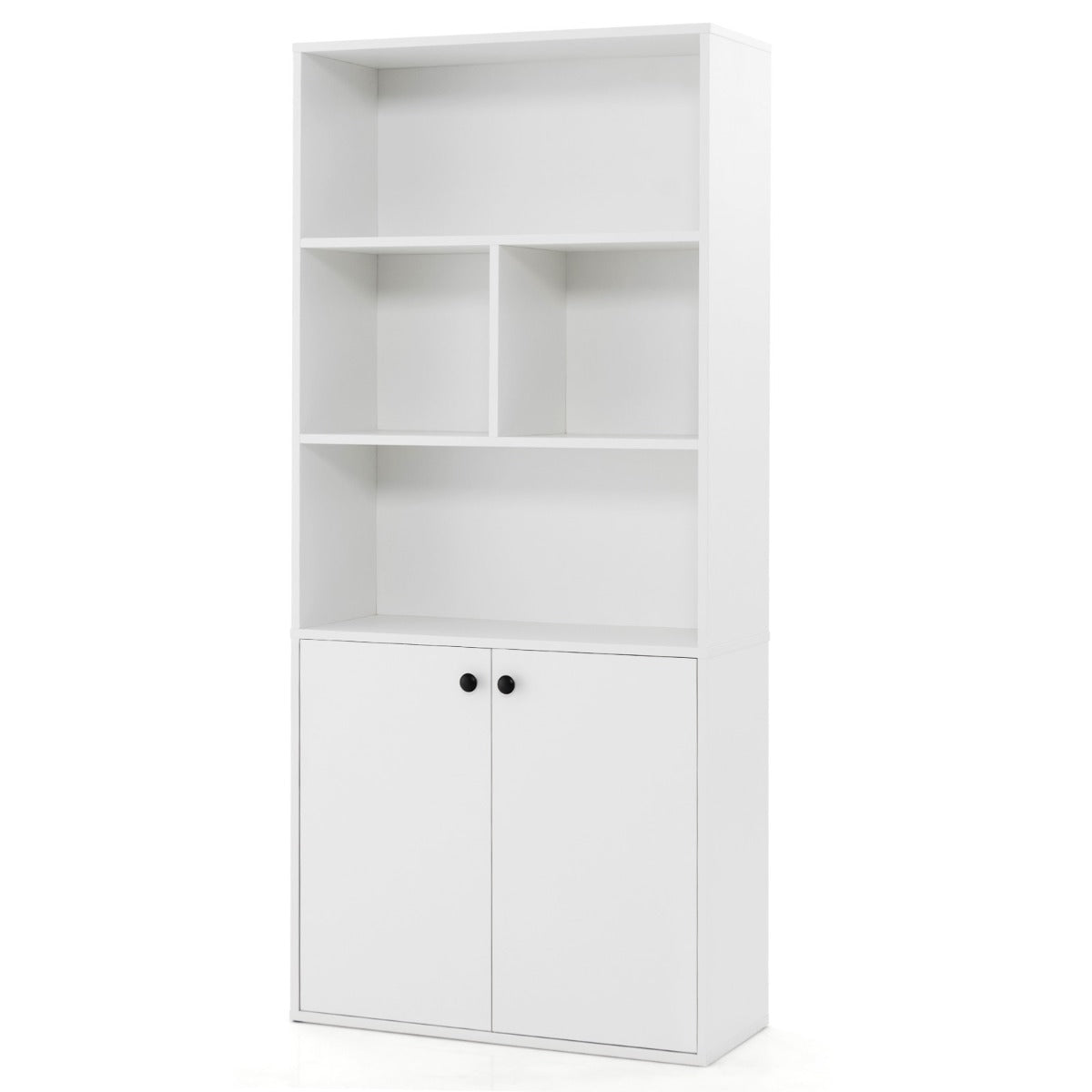 Non-slip footpads help protect floors from scratches while supporting the freestanding storage unit