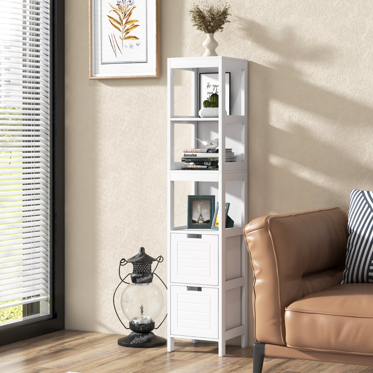 Slim 30 by 30 cm footprint makes this storage cabinet ideal for compact bathrooms and narrow spaces