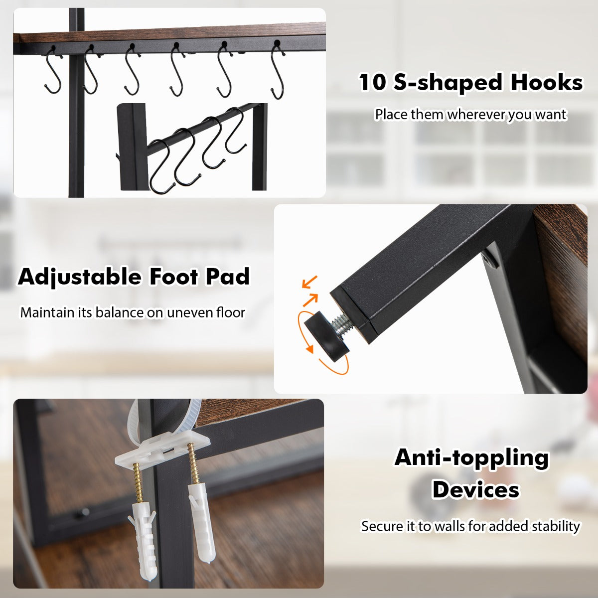 107 x 37 x 160 cm microwave stand includes detailed instructions and video-assisted assembly guidance