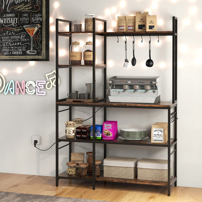 Six adjustable foot pads keep the kitchen storage rack balanced on tile, carpet, and uneven floors
