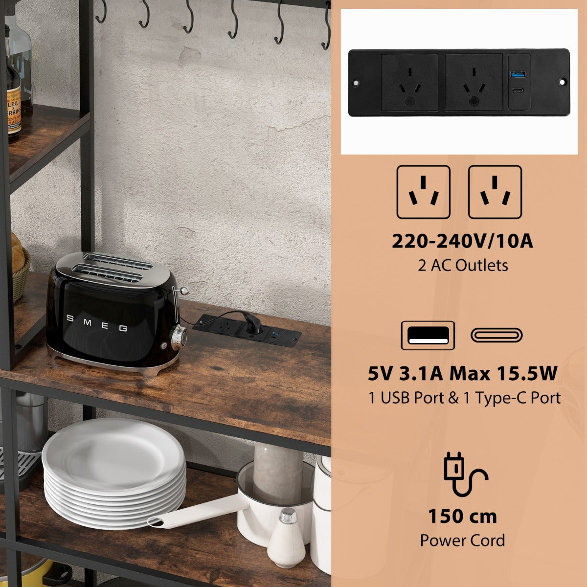 Versatile five-tier organizer works as a coffee bar, bar cabinet, printer shelf, or plant stand