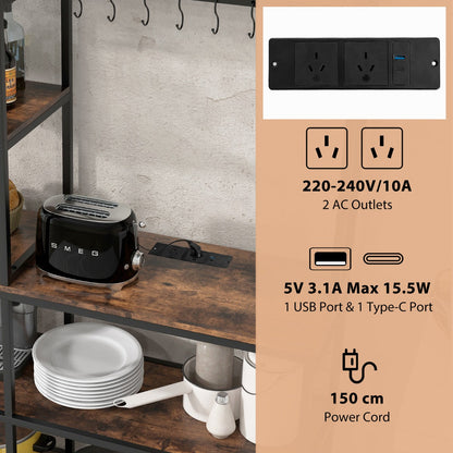 Versatile five-tier organizer works as a coffee bar, bar cabinet, printer shelf, or plant stand