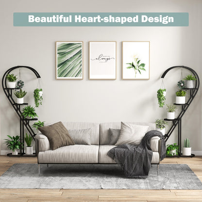 5 Tier Metal Plant Stand with Hanging Hook-Black