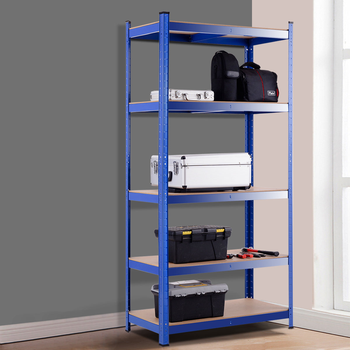 Costway Heavy-Duty 5-Tier Storage Rack 875 KG Weight Capacity Adjustable Shelf Height-Navy