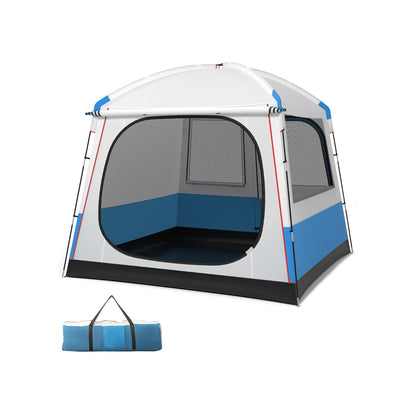 Costway 5 Person Camping Tent Waterproof with Mesh Door and Carrying Bag-Blue & White