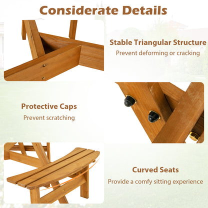 6-Person Round Picnic Table Set with 5 cm Umbrella Hole-Yellow