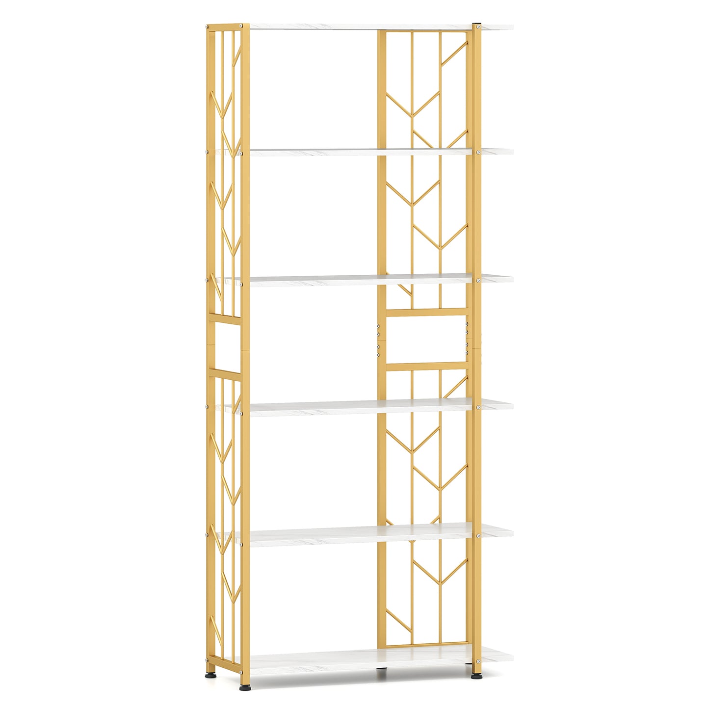 6-Tier Bookshelf with Heavy-duty Metal Frame and 2 Anti-tipping Kits-White