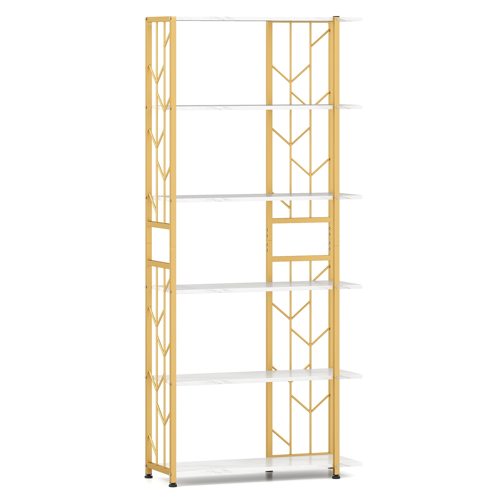 6-Tier Bookshelf with Heavy-duty Metal Frame and 2 Anti-tipping Kits-White
