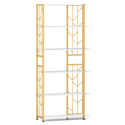 6-Tier Bookshelf with Heavy-duty Metal Frame and 2 Anti-tipping Kits-White