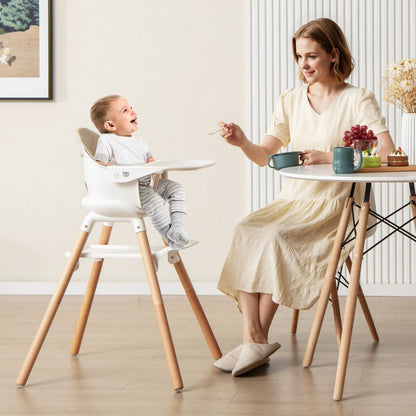 Costway 6-in-1 Convertible Wooden Baby High Chair-Beige