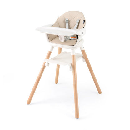 Costway 6-in-1 Convertible Wooden Baby High Chair-Beige