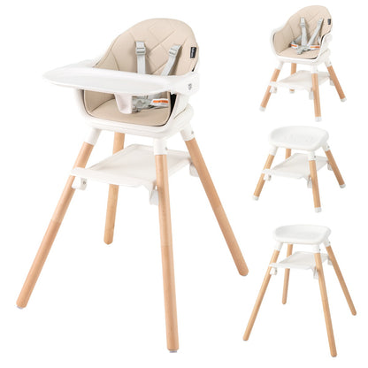 Costway 6-in-1 Convertible Wooden Baby High Chair-Beige