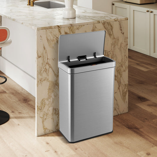 53L/60L  Automatic Trash Can with Lid Motion Sensor Garbage Can-Silver-60 L