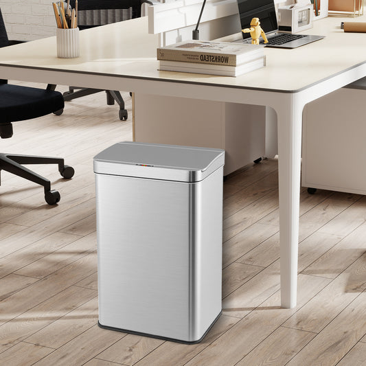 53L/60L  Automatic Trash Can with Lid Motion Sensor Garbage Can-Silver-60 L