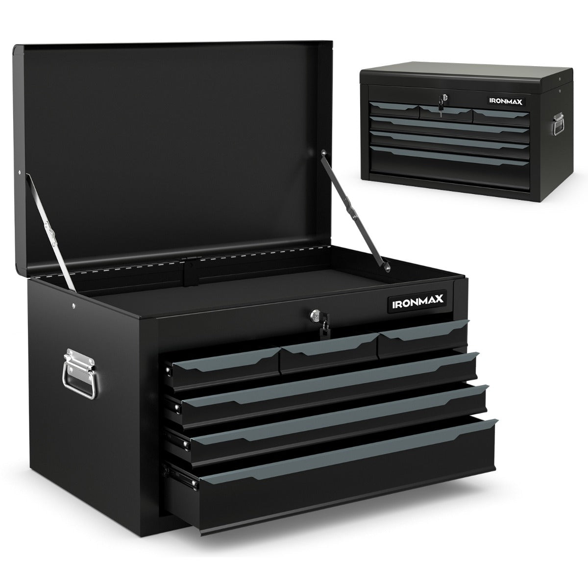 60 cm Tool Chest Case with 6 Drawers and Top Storage-Black