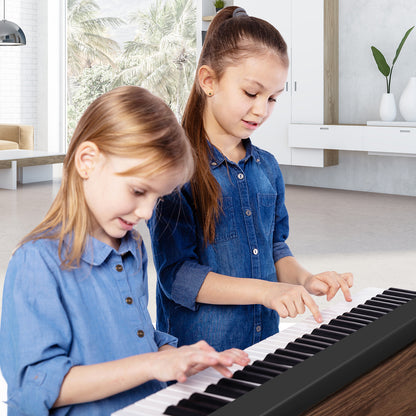 61-Key Folding Piano Keyboard with Full Size Keys & Music Stand