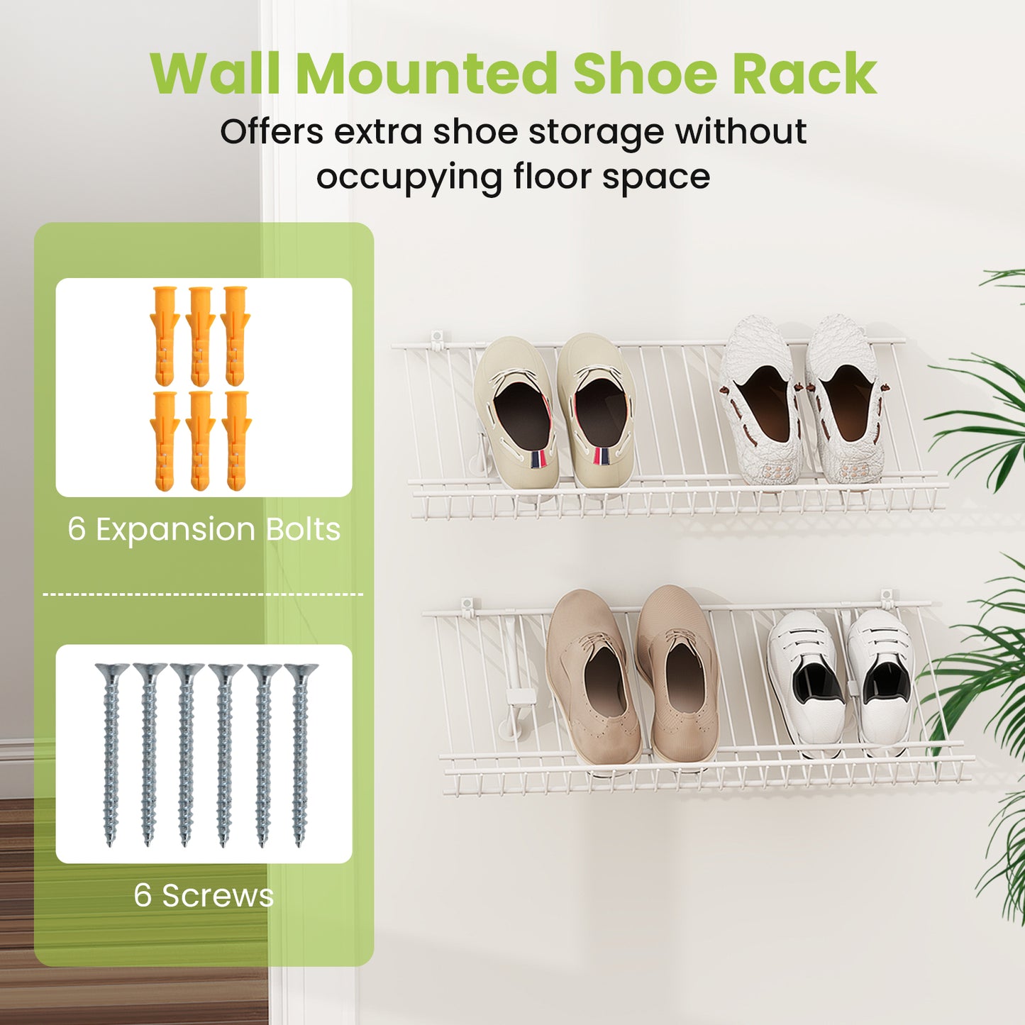 61 cm Metal Closet Shelves Wall Mounted Set of 2 for Laundry Room Bedroom