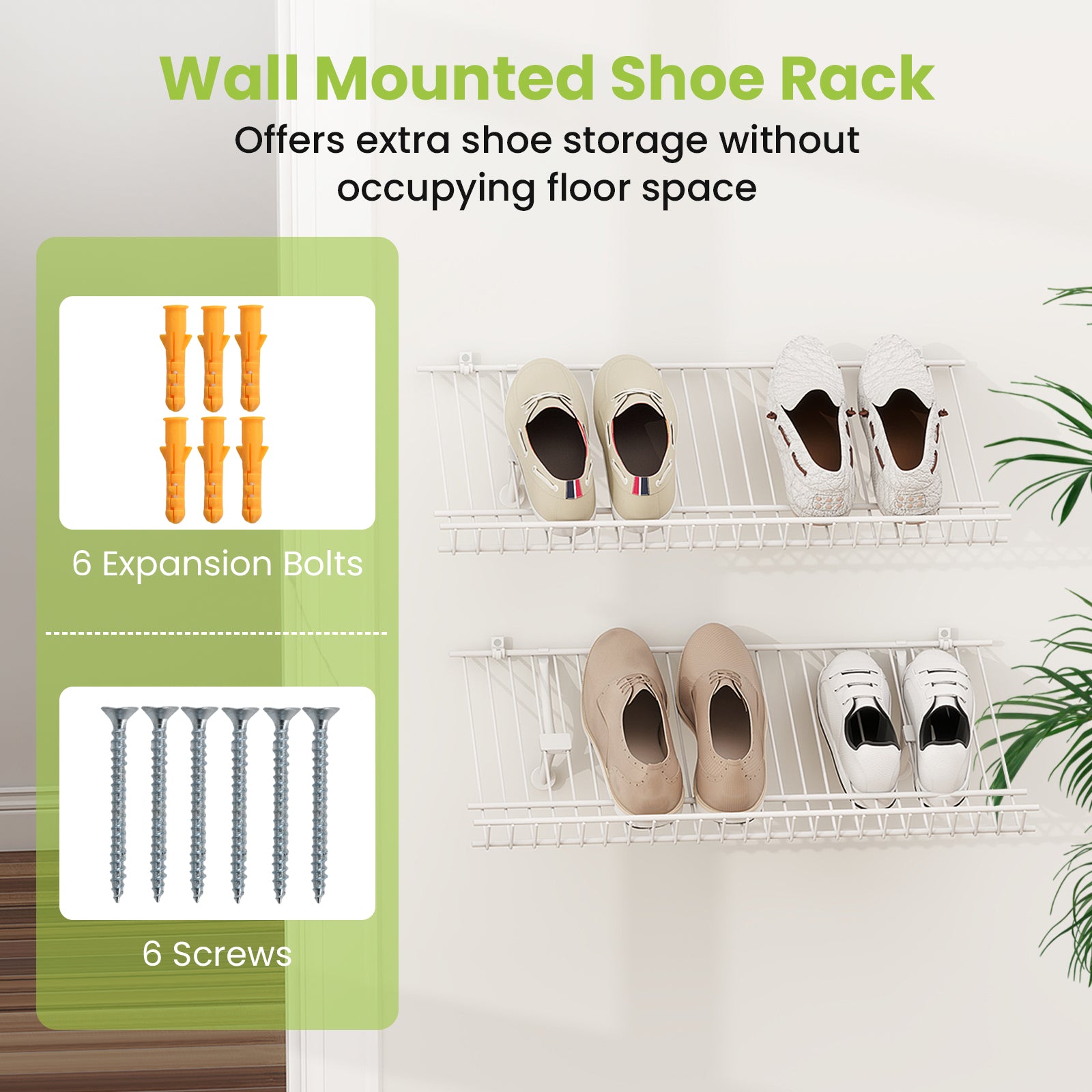 61 cm Metal Closet Shelves Wall Mounted Set of 2 for Laundry Room Bedroom