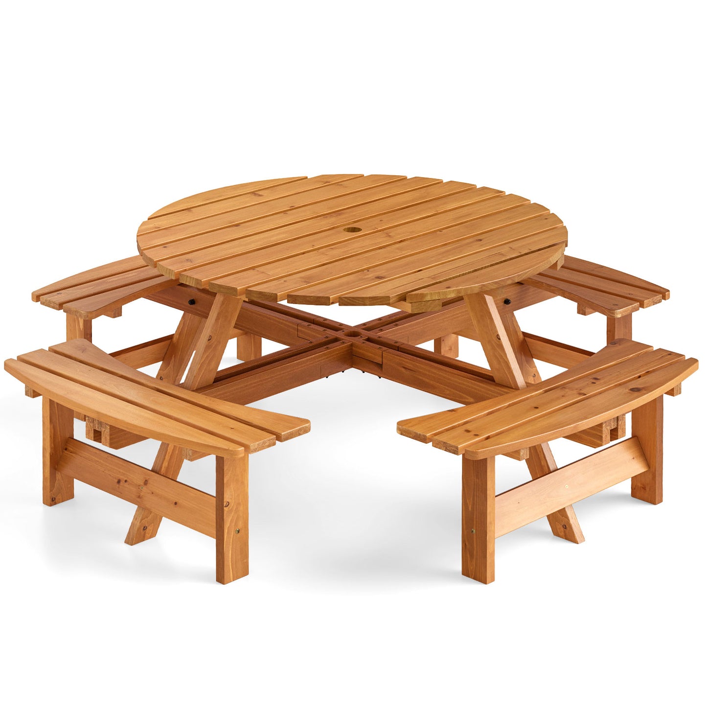 6/8-Person Round Picnic Table Set Circular Patio Dining Camping Table-Yellow