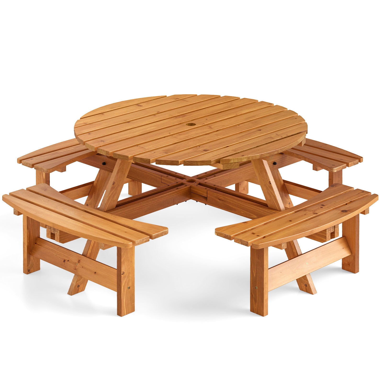 6/8-Person Round Picnic Table Set Circular Patio Dining Camping Table-Yellow