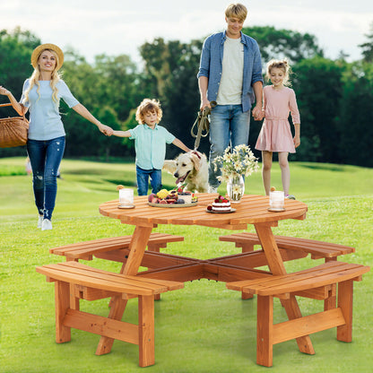 6/8-Person Round Picnic Table Set Circular Patio Dining Camping Table-Yellow