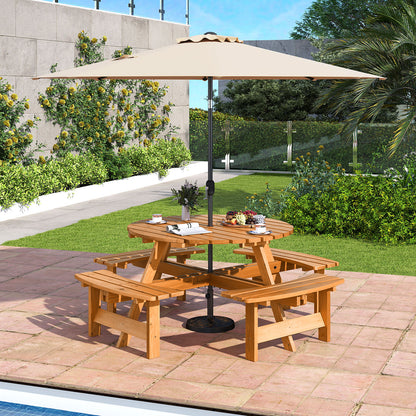 6/8-Person Round Picnic Table Set Circular Patio Dining Camping Table-Yellow