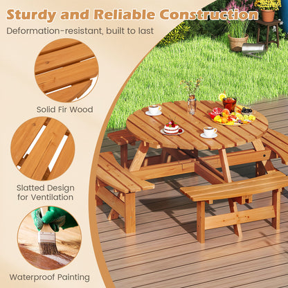 6/8-Person Round Picnic Table Set Circular Patio Dining Camping Table-Yellow