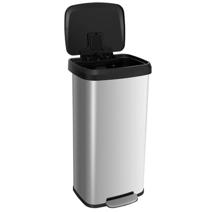 Costway 68L Step Trash Can Stainless Steel Airtight Garbage Bin-Silver