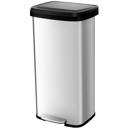 Costway 68L Step Trash Can Stainless Steel Airtight Garbage Bin-Silver