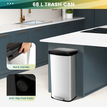 Flip-up waste bag ring securely holds liners in place and simplifies bag replacement