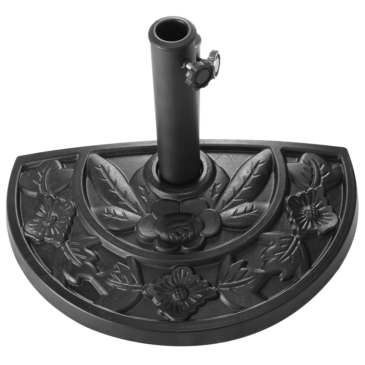 Costway Half Round Resin Umbrella Base with Adjustable Screw Mechanism for Garden