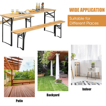 3 Pieces Outdoor Folding Picnic Table Bench Set