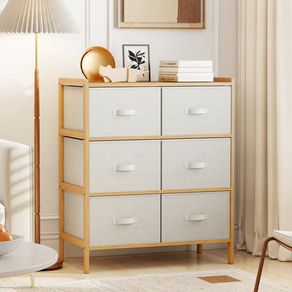 6-Drawer Dresser for Bedroom Bamboo Storage Tower-Natural