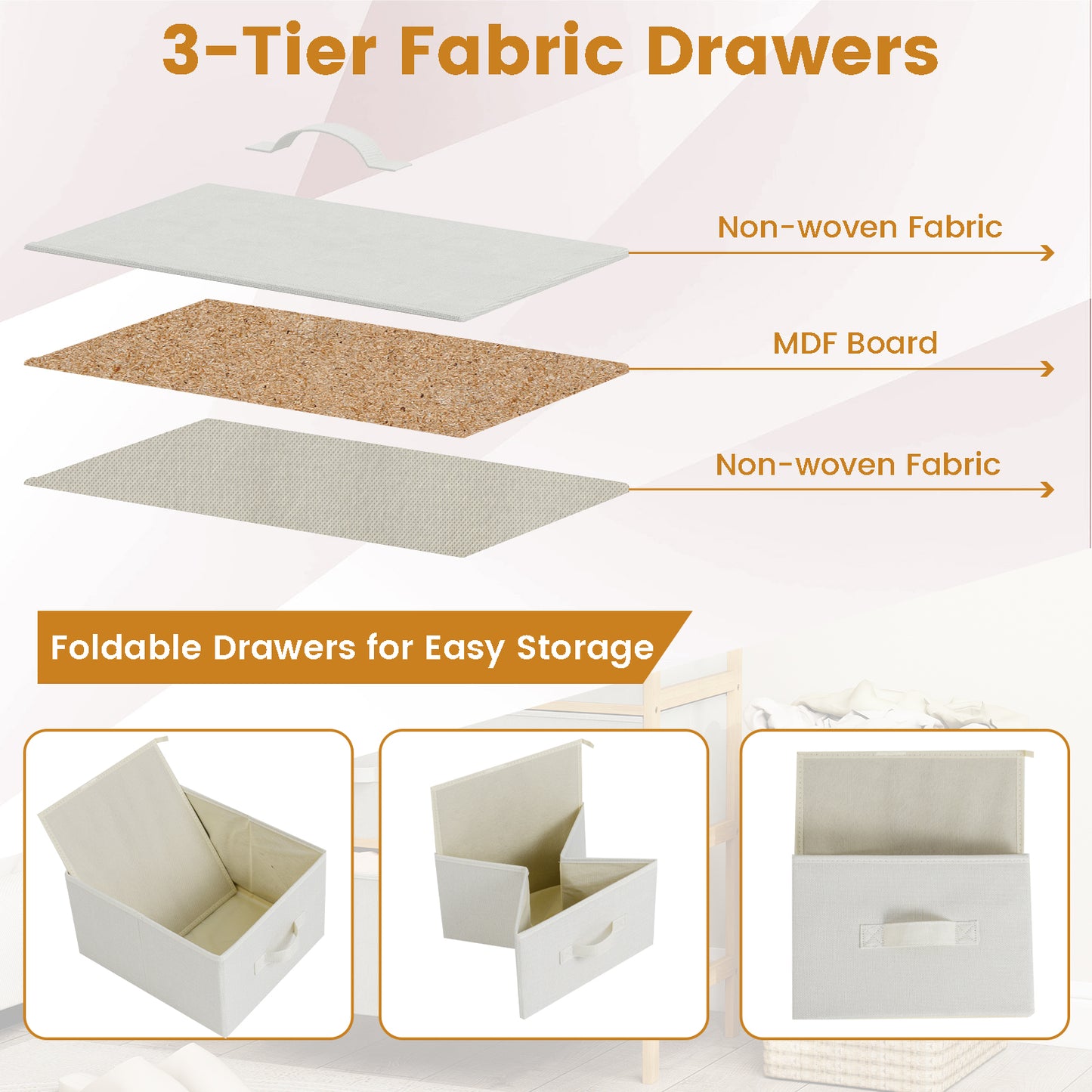 6-Drawer Dresser for Bedroom Bamboo Storage Tower-Natural