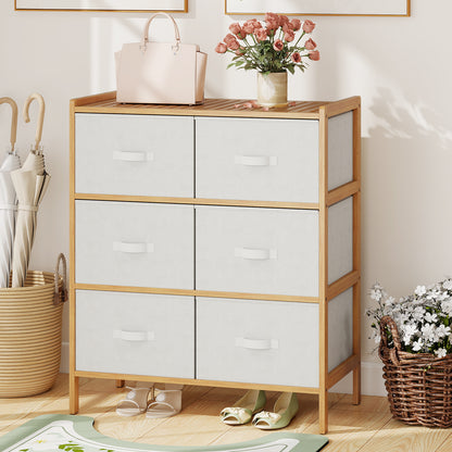 6-Drawer Dresser for Bedroom Bamboo Storage Tower-Natural
