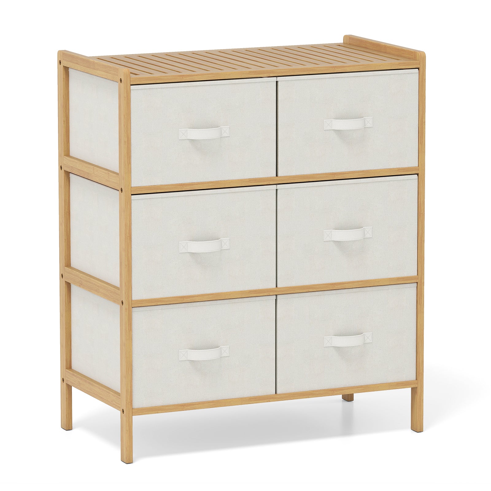 6-Drawer Dresser for Bedroom Bamboo Storage Tower-Natural