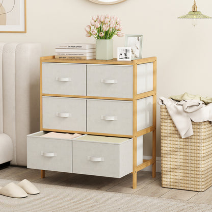 6-Drawer Dresser for Bedroom Bamboo Storage Tower-Natural