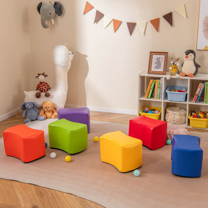 6 PCS Butterfly Stools with Detachable PU Leather Cover for Kids-Rainbow