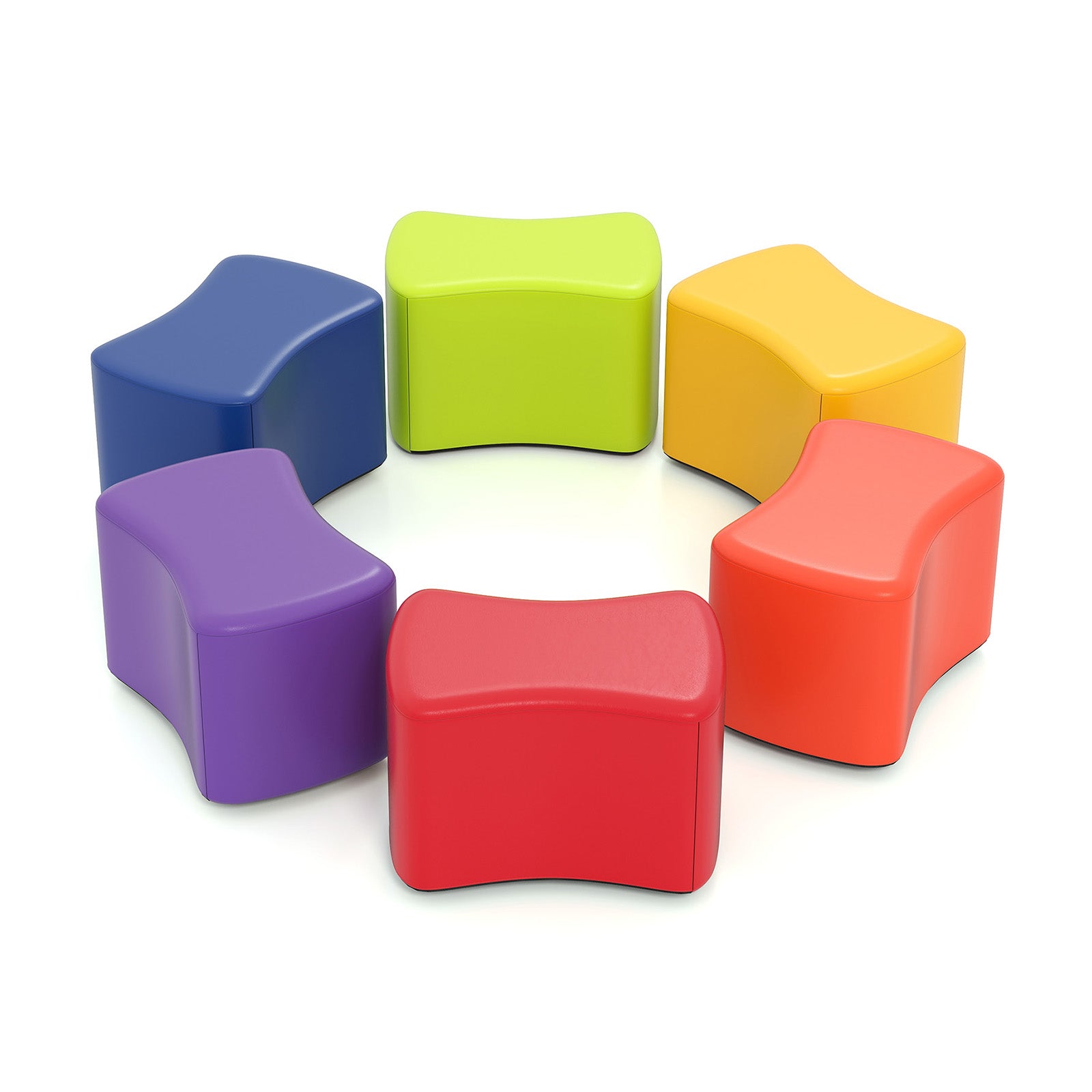 6 PCS Butterfly Stools with Detachable PU Leather Cover for Kids-Rainbow