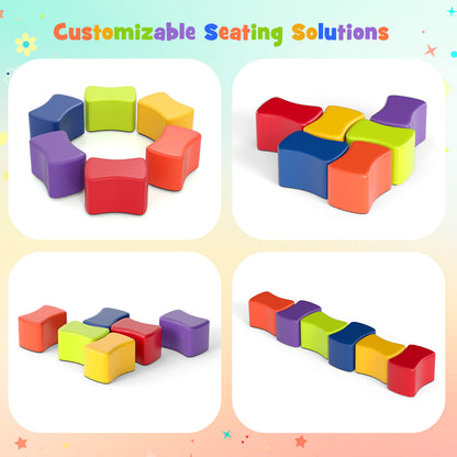 6 PCS Butterfly Stools with Detachable PU Leather Cover for Kids-Rainbow